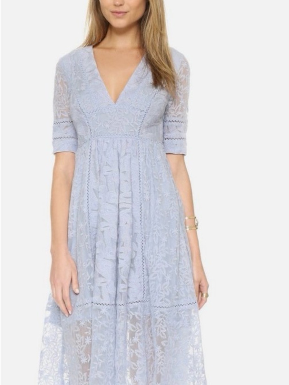 Free People Mountain LaurelLace V-Neck Midi Dress